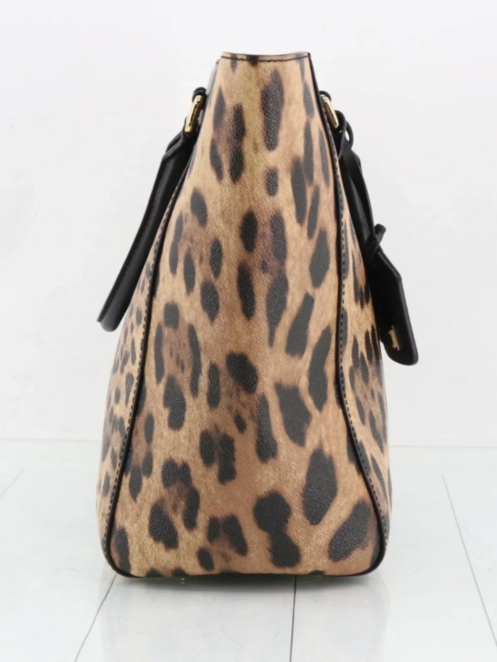 Dolce & Gabbana Leopard Print Large Tote Bag Black Leather - Picture 5 of 17